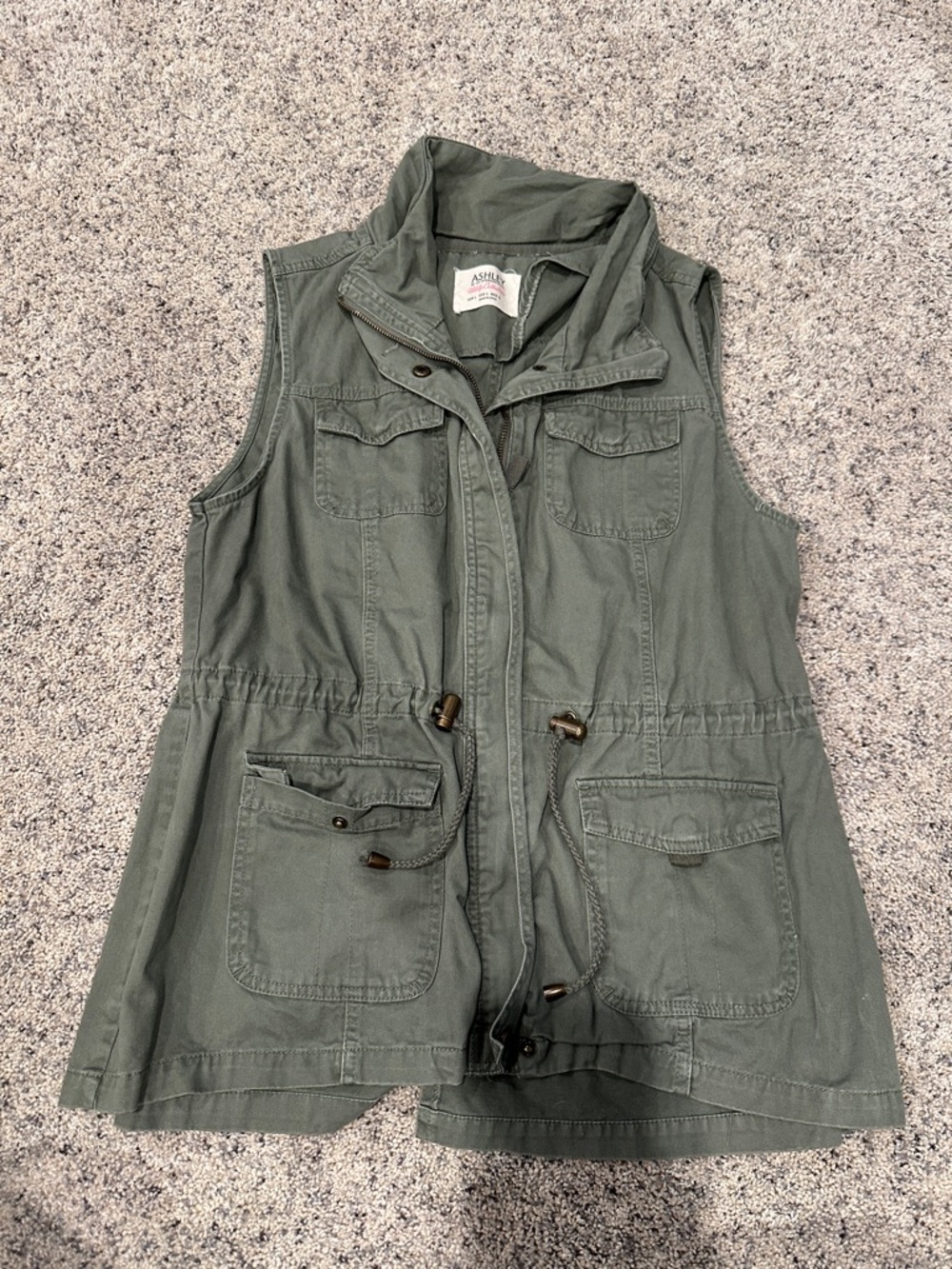 a new day olive green utility vest with drawstring